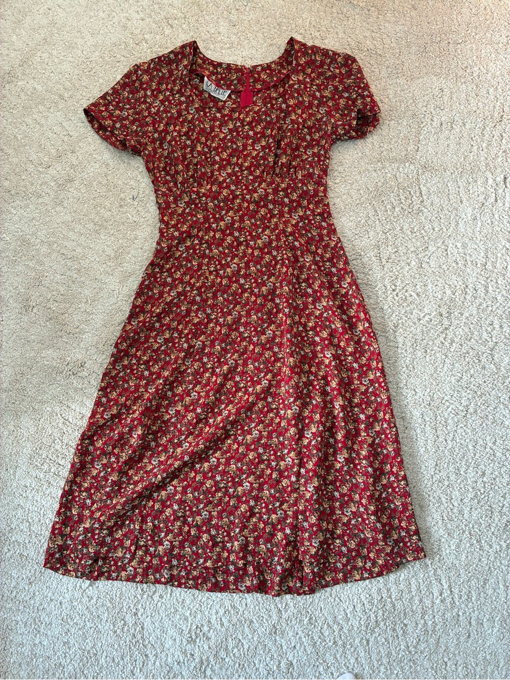 La Belle Red Floral Midi Dress
